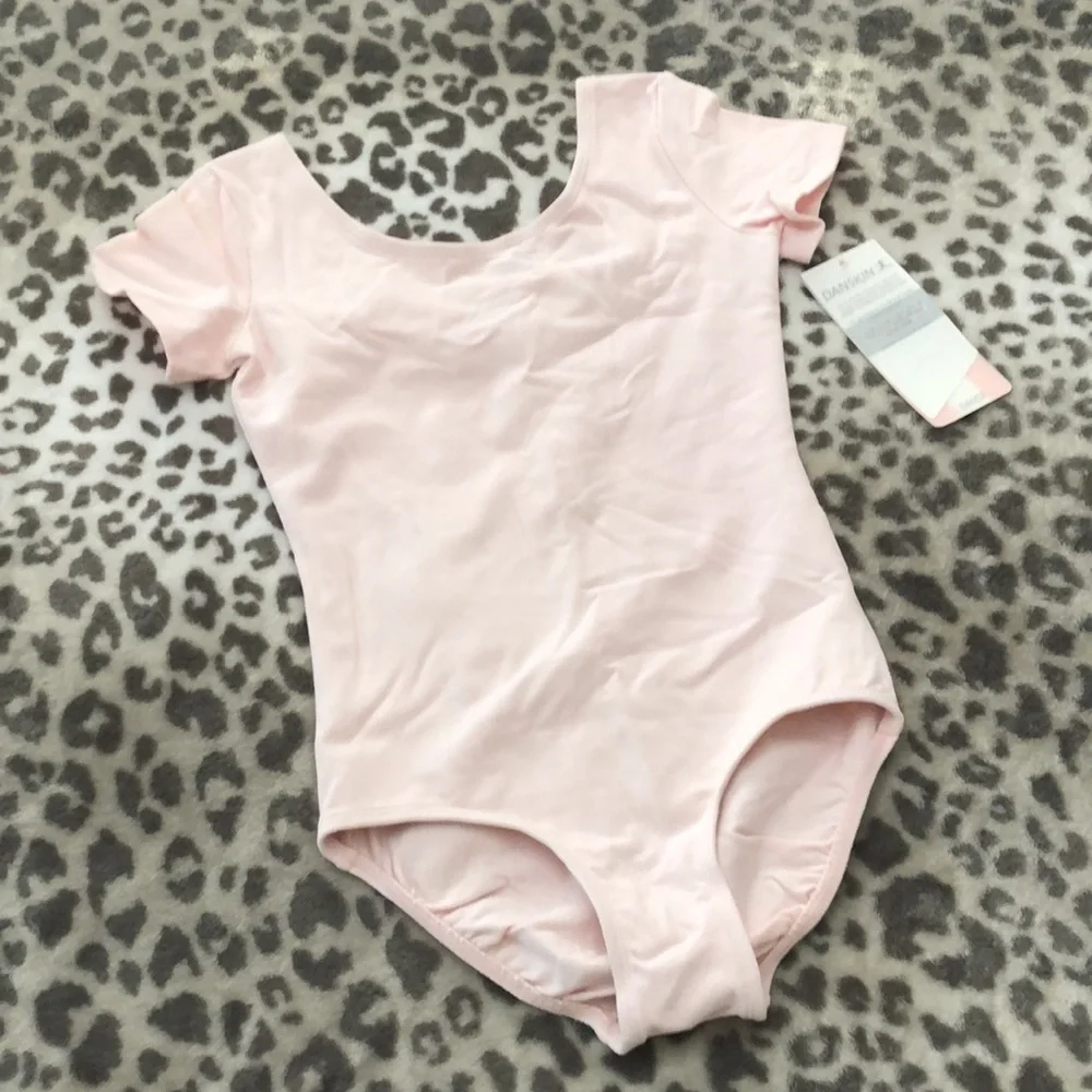 Danskin Short Sleeve Leotard in Theatrical Pink Size Large 12-14
